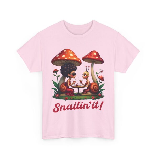 Snailin’ It Funny Snail Party Ladybugs Whimsical Nightlife Unisex Heavy Cotton Tee