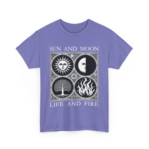 Sun and Moon Tree of Life and Fire Medieval Tarot Esoteric Symbolic Design Unisex Heavy Cotton Tee - Image 12