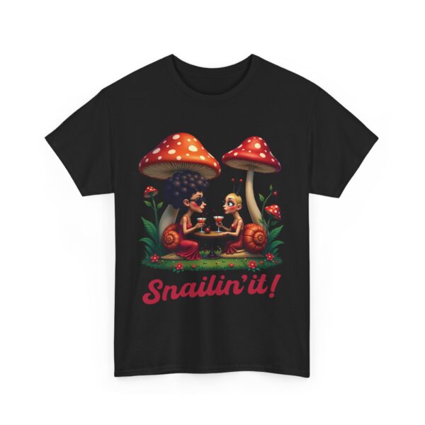Snailin’ It Funny Snail Party Ladybugs Whimsical Nightlife Unisex Heavy Cotton Tee - Image 8