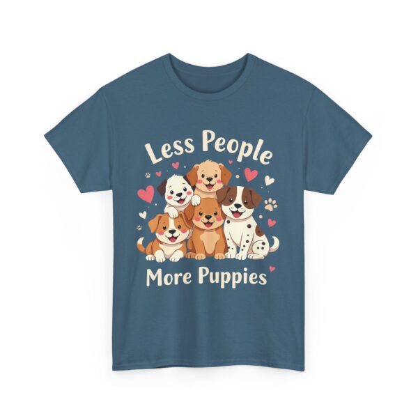 Less People More Puppies Funny Introvert Dog Lover Cute Cartoon Design Unisex Heavy Cotton Tee - Image 5