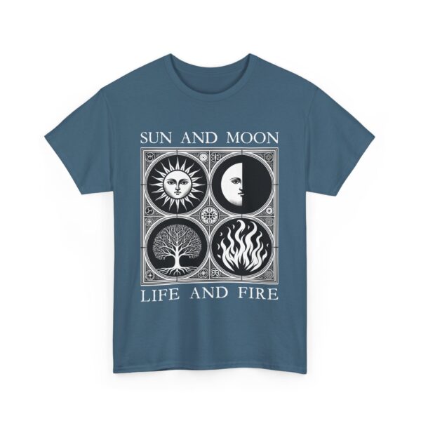 Sun and Moon Tree of Life and Fire Medieval Tarot Esoteric Symbolic Design Unisex Heavy Cotton Tee - Image 11