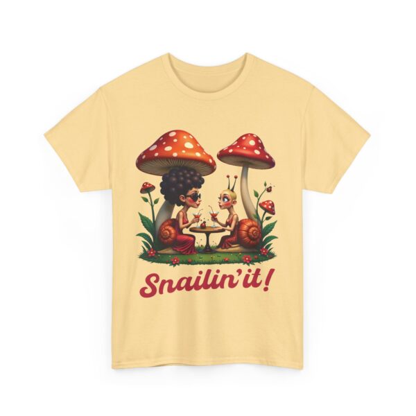 Snailin’ It Funny Snail Party Ladybugs Whimsical Nightlife Unisex Heavy Cotton Tee - Image 6