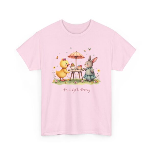 It’s a Girly Thing Cute Garden Tea Party Duckling Rabbit Whimsical Pastel Design Unisex Heavy Cotton Tee - Image 7