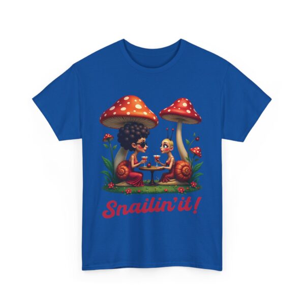 Snailin’ It Funny Snail Party Ladybugs Whimsical Nightlife Unisex Heavy Cotton Tee - Image 2