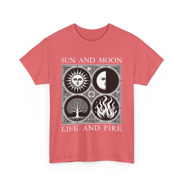 Sun and Moon Tree of Life and Fire Medieval Tarot Esoteric Symbolic Design Unisex Heavy Cotton Tee - Image 7