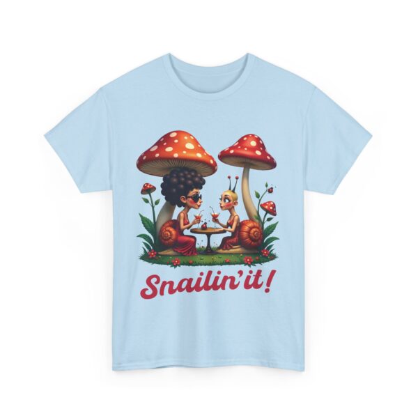 Snailin’ It Funny Snail Party Ladybugs Whimsical Nightlife Unisex Heavy Cotton Tee - Image 7