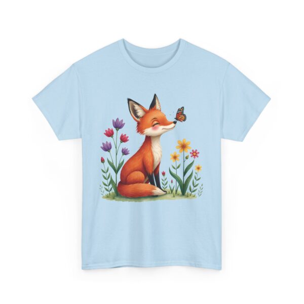 Tiny Spring Friends Whimsical Fox Butterfly Floral Nature Cute Woodland Art Design Unisex Heavy Cotton Tee - Image 8