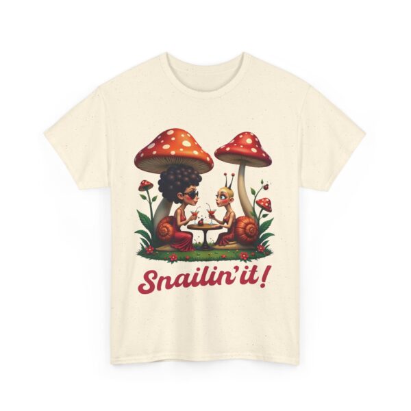 Snailin’ It Funny Snail Party Ladybugs Whimsical Nightlife Unisex Heavy Cotton Tee - Image 3