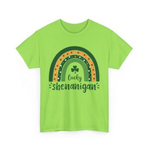 Lucky Shenanigan St. Patrick’s Day Irish Rainbow Clover Festive Fun Design Unisex Heavy Cotton Tee