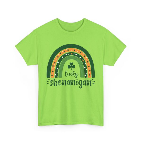 Lucky Shenanigan St. Patrick’s Day Irish Rainbow Clover Festive Fun Design Unisex Heavy Cotton Tee