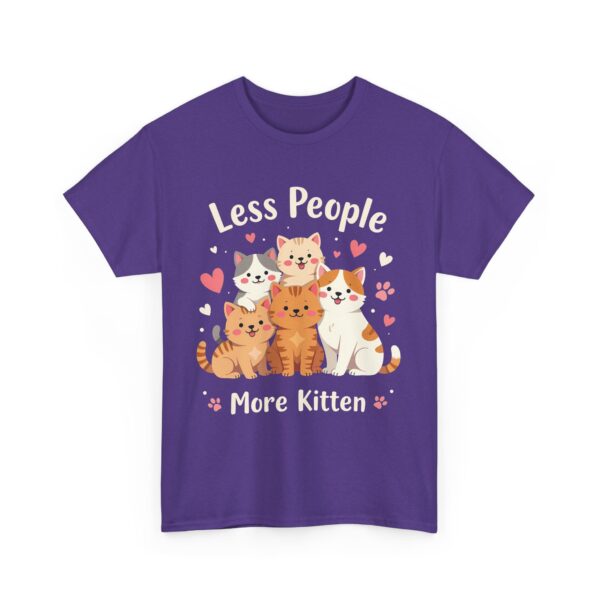 Less People More Kitten Funny Introvert Cat Lover Cute Cartoon Design Unisex Heavy Cotton Tee - Image 7