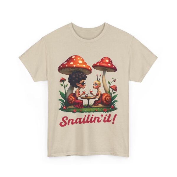 Snailin’ It Funny Snail Party Ladybugs Whimsical Nightlife Unisex Heavy Cotton Tee - Image 5