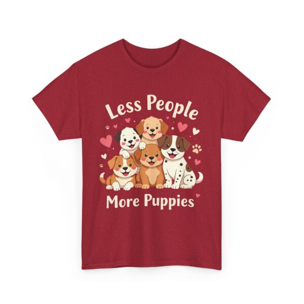 Less People More Puppies Funny Introvert Dog Lover Cute Cartoon Design Unisex Heavy Cotton Tee - Image 9