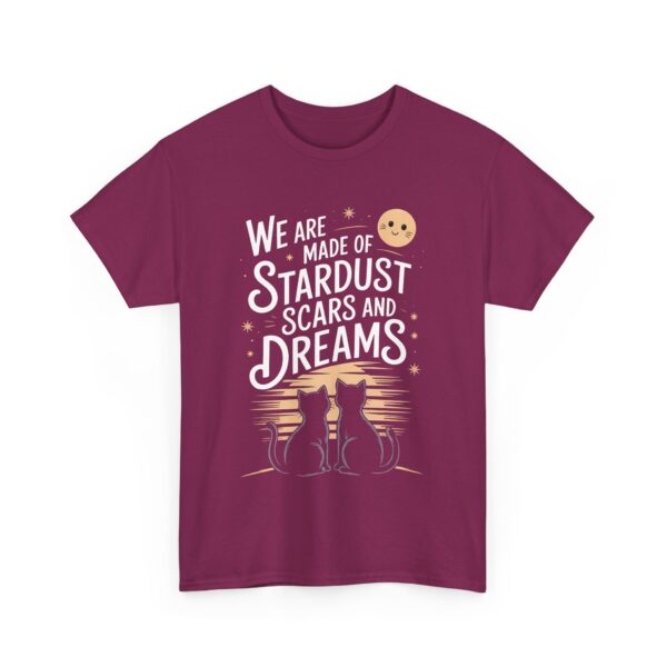 We Are Made of Stardust Scars and Dreams Cosmic Cats Positive Existentialist Unisex Heavy Cotton Tee - Image 2