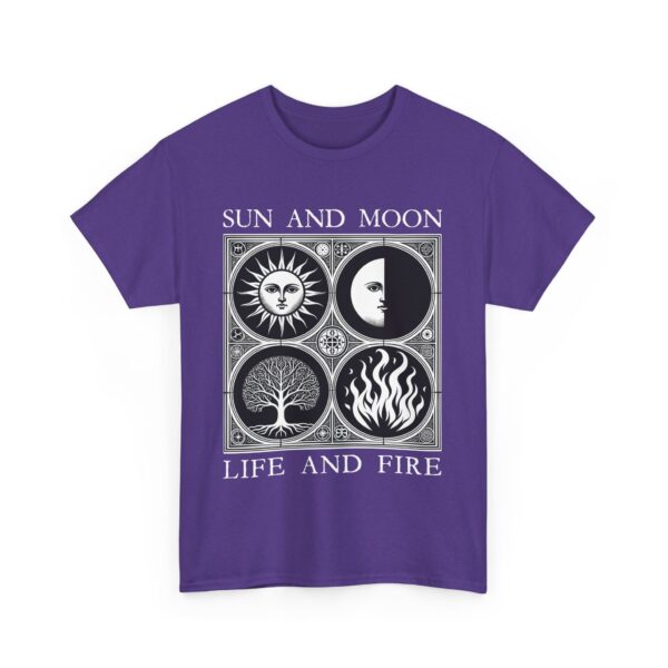 Sun and Moon Tree of Life and Fire Medieval Tarot Esoteric Symbolic Design Unisex Heavy Cotton Tee - Image 13