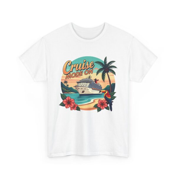 Cruise Mode On Tropical Travel Vacation Beach Sunset Adventure Design Unisex Heavy Cotton Tee - Image 3