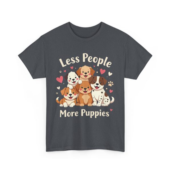 Less People More Puppies Funny Introvert Dog Lover Cute Cartoon Design Unisex Heavy Cotton Tee - Image 6