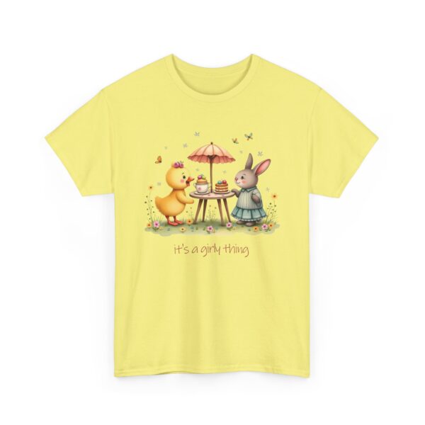 It’s a Girly Thing Cute Garden Tea Party Duckling Rabbit Whimsical Pastel Design Unisex Heavy Cotton Tee - Image 5