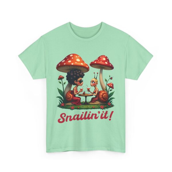 Snailin’ It Funny Snail Party Ladybugs Whimsical Nightlife Unisex Heavy Cotton Tee - Image 12