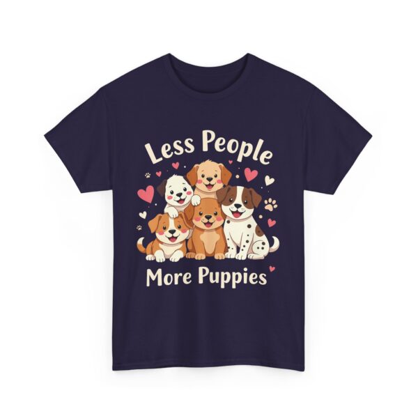 Less People More Puppies Funny Introvert Dog Lover Cute Cartoon Design Unisex Heavy Cotton Tee - Image 3