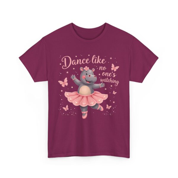Dance Like No One’s Watching Cute Hippo Ballet Body Positivity Confidence Design Unisex Heavy Cotton Tee - Image 2