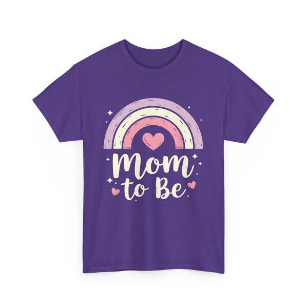 Mom to Be Pastel Rainbow Retro Vintage Baby Announcement Cute Maternity Design Unisex Heavy Cotton Tee - Image 7