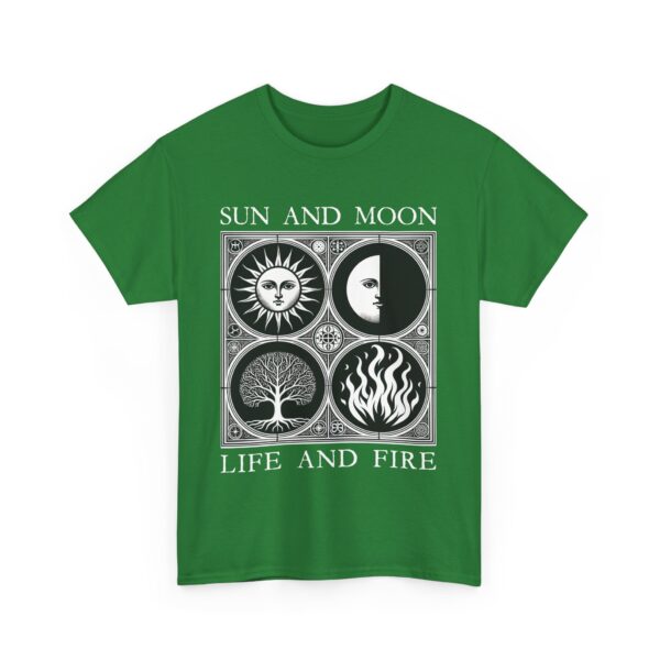 Sun and Moon Tree of Life and Fire Medieval Tarot Esoteric Symbolic Design Unisex Heavy Cotton Tee - Image 10
