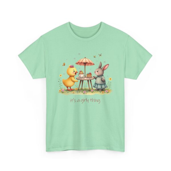 It’s a Girly Thing Cute Garden Tea Party Duckling Rabbit Whimsical Pastel Design Unisex Heavy Cotton Tee - Image 9