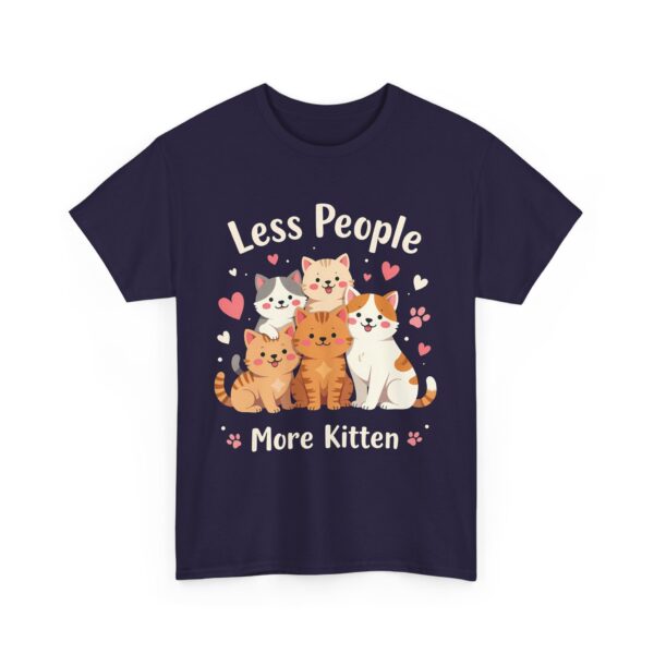 Less People More Kitten Funny Introvert Cat Lover Cute Cartoon Design Unisex Heavy Cotton Tee - Image 3