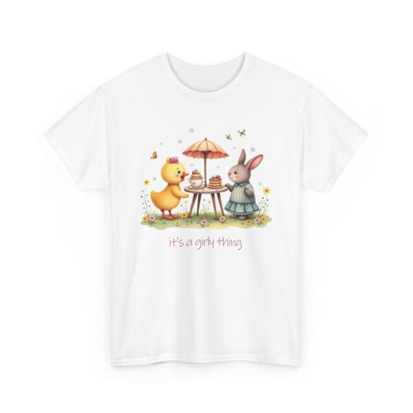 It’s a Girly Thing Cute Garden Tea Party Duckling Rabbit Whimsical Pastel Design Unisex Heavy Cotton Tee - Image 2