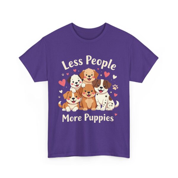 Less People More Puppies Funny Introvert Dog Lover Cute Cartoon Design Unisex Heavy Cotton Tee - Image 7