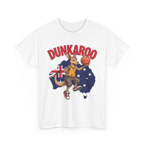 Dunkaroo Funny Kangaroo Basketball Player Australian Pride Flag Sports Humor Unisex Heavy Cotton Tee - Image 3