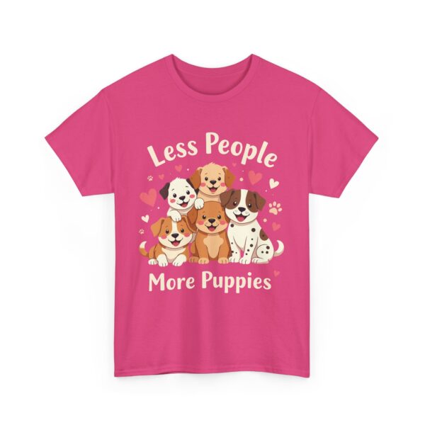 Less People More Puppies Funny Introvert Dog Lover Cute Cartoon Design Unisex Heavy Cotton Tee - Image 8