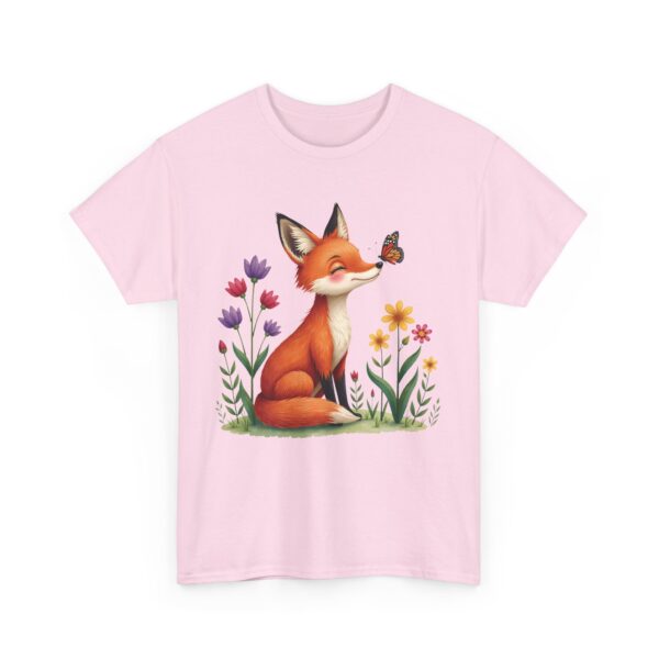 Tiny Spring Friends Whimsical Fox Butterfly Floral Nature Cute Woodland Art Design Unisex Heavy Cotton Tee - Image 9