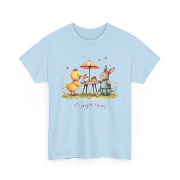 It’s a Girly Thing Cute Garden Tea Party Duckling Rabbit Whimsical Pastel Design Unisex Heavy Cotton Tee - Image 6
