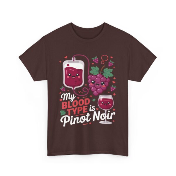My Blood Type Is Pinot Noir Funny Wine Lover Kawaii Grape Design Unisex Heavy Cotton Tee - Image 4
