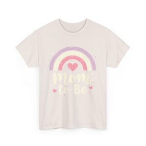 Mom to Be Pastel Rainbow Retro Vintage Baby Announcement Cute Maternity Design Unisex Heavy Cotton Tee