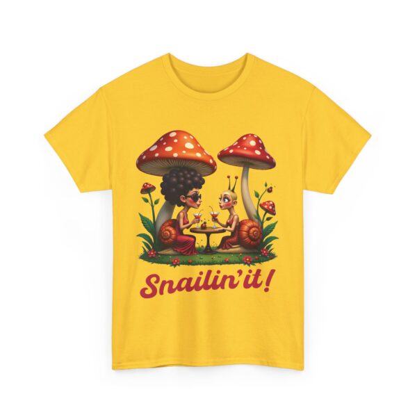 Snailin’ It Funny Snail Party Ladybugs Whimsical Nightlife Unisex Heavy Cotton Tee - Image 9