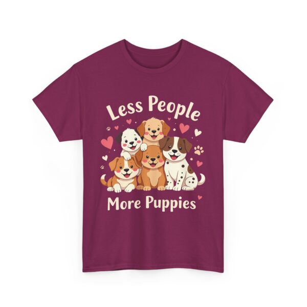 Less People More Puppies Funny Introvert Dog Lover Cute Cartoon Design Unisex Heavy Cotton Tee - Image 2