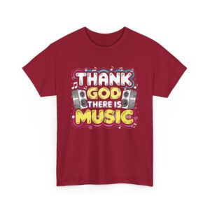 Thank God There Is Music Letter Art Loudspeakers Rave Concert Festival Disco Lovers Design Unisex Heavy Cotton Tee