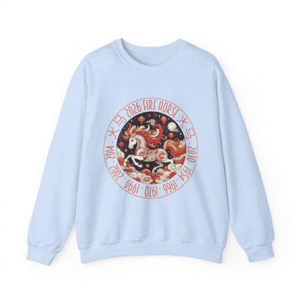 Year of The Horse 2026 Fire Horse Stylized Chinese Traditional Zodiac Astrologic Sign 马年 火马 Design Unisex Heavy Blend™ Crewneck Sweatshirt - Image 4