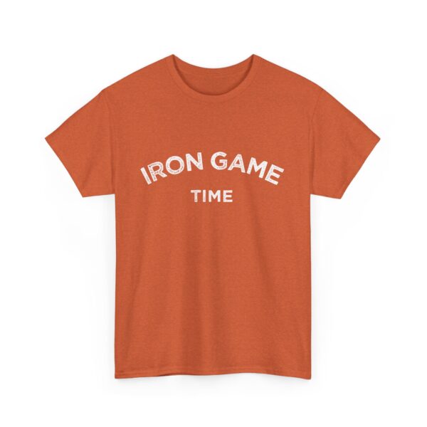 Iron Game Time Motivational Distressed Powerlifting Bodybuilding Letter Art Design Unisex Heavy Cotton Tee - Image 9