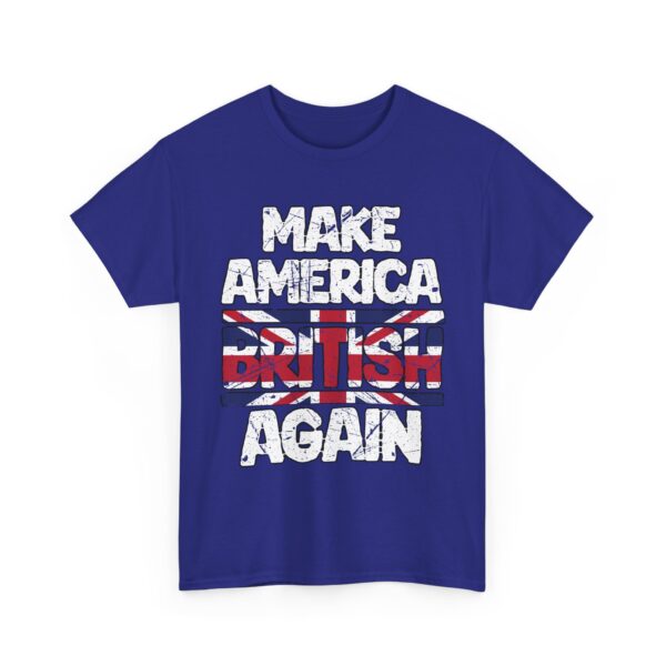 Make America British Again Distressed Worn England Flag Funny Murica Letter Art Design Unisex Heavy Cotton Tee - Image 3