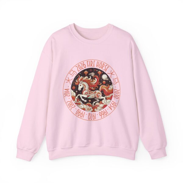 Year of The Horse 2026 Fire Horse Stylized Chinese Traditional Zodiac Astrologic Sign 马年 火马 Design Unisex Heavy Blend™ Crewneck Sweatshirt - Image 5