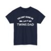 Bold Distressed 'Twins Dad' Empowerment Letter Art Design for Dads Unisex Heavy Cotton Tee - Image 2