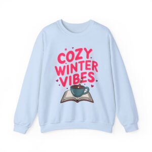 Cozy Winter Vibes with Cocoa and Books Mindful Relax Lovers Design Unisex Heavy Blend™ Crewneck Sweatshirt