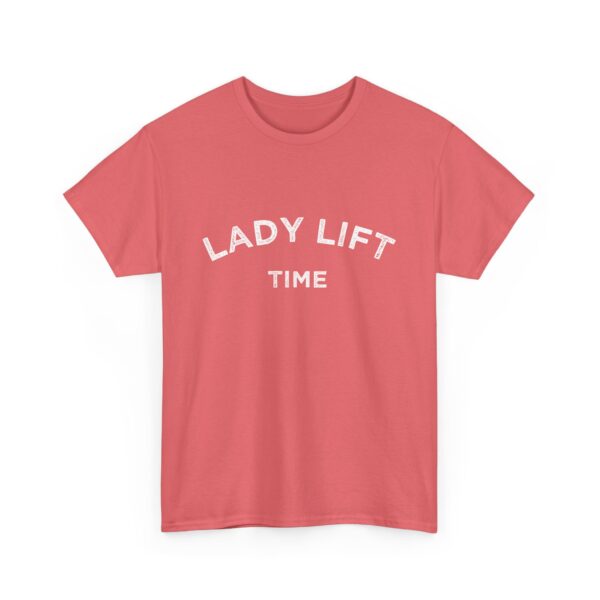 Lady Lift Time Motivational Distressed Powerlifting Bodybuilding Letter Art Design Unisex Heavy Cotton Tee - Image 3