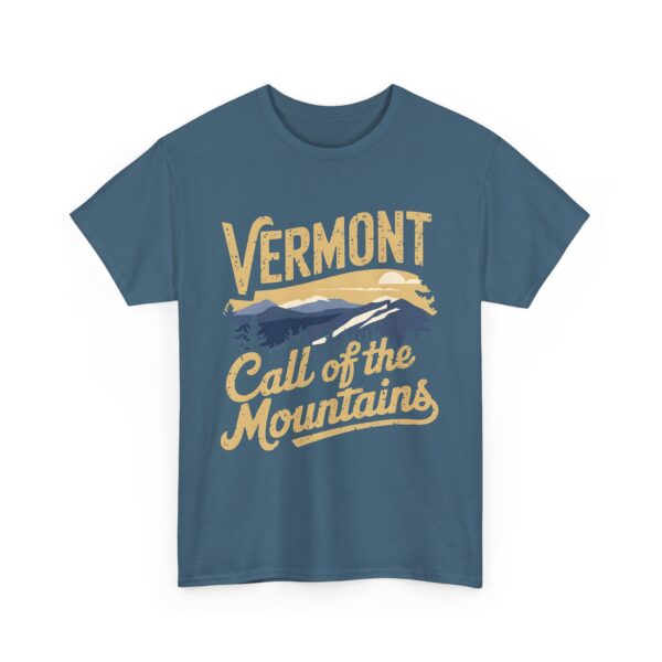 Vermont Call of the Mountains Retro Vintage Distressed Sunset Art Design Unisex Heavy Cotton Tee - Image 4