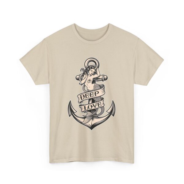 Mermaid and Anchor Deep Love Tattoo Design – Old School Marine Sailor Legends Art Unisex Heavy Cotton Tee - Image 9