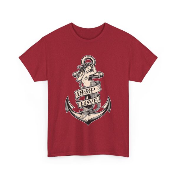 Mermaid and Anchor Deep Love Tattoo Design – Old School Marine Sailor Legends Art Unisex Heavy Cotton Tee - Image 8